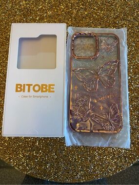 BITOBE NWT Rose Gold Butterfly 3D  Glitter Phone Case for iPhone 15 Pro Max